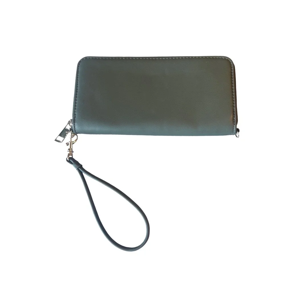 A New Day Women's Zip Around‎ Wristlet Wallet Green Organizer Clutch